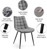 Elama 2 Piece Velvet Tufted Chair in Gray with Black Metal Legs