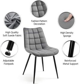 Elama 2 Piece Velvet Tufted Chair in Gray with Black Metal Legs