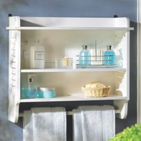 Accent Plus White Slatted Bathroom Wall Shelf