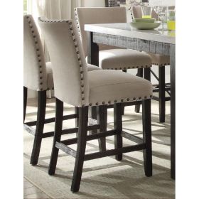 Nolan Counter Height Chair (Set-2) in Linen & Salvage Dark Oak 72857