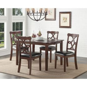 Ingeborg Dining Set (5Pc Pk) in Black PU & Espresso 71835