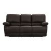 Dark Brown Double Reclining 1pc Sofa with Center Drop-Down Cup Holder Comfortable Plush Seating Solid Wood Plywood Furniture