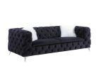 Phifina Sofa w/2 Pillows; Black Velvet 55920