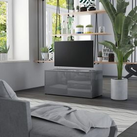 vidaXL TV Cabinet High Gloss Gray 31.5"x13.4"x14.2" Engineered Wood