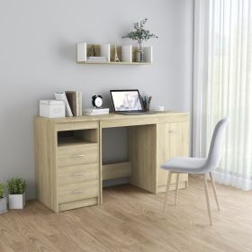 vidaXL Desk Sonoma Oak 55.1"x19.7"x29.9" Engineered Wood