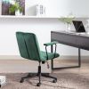 Mid-Back Desk Chair; Velvet Executive Swivel Office Chair with black Frame ; Swivel Arm Chair For Home Office(Green)