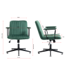 Mid-Back Desk Chair; Velvet Executive Swivel Office Chair with black Frame ; Swivel Arm Chair For Home Office(Green)