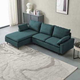 L-Shaped linen sectional sofa with right chaise,Emerald