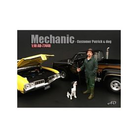 Customer Patrick and a Dog Figurine / Figure For 1:18 Models by American Diorama