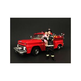 Firefighter Saving Life with Baby Figurine / Figure For 1:24 Models by American Diorama