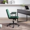 Mid-Back Desk Chair; Velvet Executive Swivel Office Chair with black Frame ; Swivel Arm Chair For Home Office(Green)