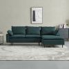 L-Shaped linen sectional sofa with left chaise,Emerald