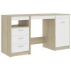 vidaXL Desk White and Sonoma Oak 55.1"x19.7"x29.9" Engineered Wood