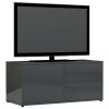 vidaXL TV Cabinet High Gloss Gray 31.5"x13.4"x14.2" Engineered Wood