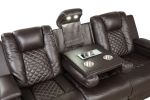 Benz LED & Power Reclining Sofa Made With Faux Leather in Brown