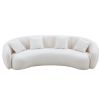 102'' 5-Seater Boucle Sofa Modern Sectional Half Moon Leisure Couch Curved Sofa Teddy Fleece Velet Beige