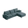 L-Shaped linen sectional sofa with left chaise,Emerald