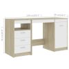 vidaXL Desk White and Sonoma Oak 55.1"x19.7"x29.9" Engineered Wood