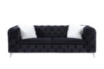 Phifina Sofa w/2 Pillows; Black Velvet 55920