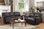 Dark Brown Double Reclining 1pc Sofa with Center Drop-Down Cup Holder Comfortable Plush Seating Solid Wood Plywood Furniture