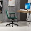 Mid-Back Desk Chair; Velvet Executive Swivel Office Chair with black Frame ; Swivel Arm Chair For Home Office(Green)