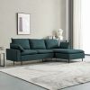 L-Shaped linen sectional sofa with left chaise,Emerald