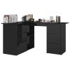 vidaXL Corner Desk High Gloss Black 57.1"x39.4"x29.9" Engineered Wood