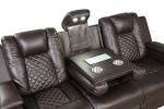 Benz LED & Power Reclining Sofa Made With Faux Leather in Brown