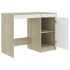 vidaXL Desk White and Sonoma Oak 55.1"x19.7"x29.9" Engineered Wood