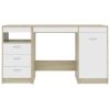 vidaXL Desk White and Sonoma Oak 55.1"x19.7"x29.9" Engineered Wood