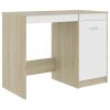 vidaXL Desk White and Sonoma Oak 55.1"x19.7"x29.9" Engineered Wood