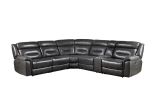 Sectional Sofa (Power Motion); Gray Leather-Aire (1Set/6Ctn) 54810