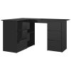 vidaXL Corner Desk High Gloss Black 57.1"x39.4"x29.9" Engineered Wood