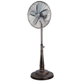 Optimus 16 Inch Retro Oscillating Stand Fan with Oil Rubbed Bronze Finish