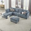 L shape Modular Sectional Sofa; DIY Combination; includes Three Single Chair ; Two Corner and Two Ottoman