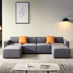 Modular U Shape Sectional Fabric Sofa (Color: Dark grey)