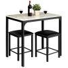 3 Pieces Counter Height Dining Set Faux Marble Table