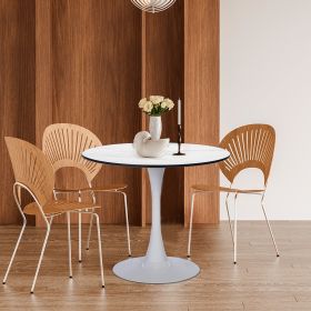 31.5"H White Tulip Table Mid-Century Dining Table with Round MDF Table Top;  Pedestal Dining Table;  End Table Leisure Coffee Table XH (Color: white3)