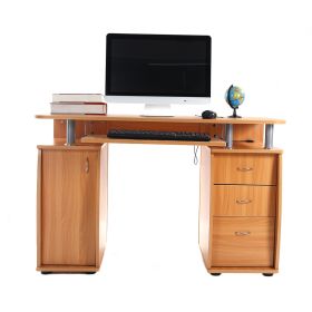 15mm MDF Portable 1pc Door Computer Desk with 3pcs Drawers  XH (Color: Wood Color)