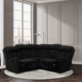 Sectional Manual Recliner Living Room Set (Color: Black)