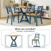 5-Piece Round Dining Table Set with Trestle Legs and 4 Cross Back Dining Chairs