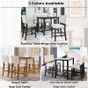 5 Piece Rustic Wooden Counter Height Dining Table Set with 4 Upholstered Chairs for Small Places;  Espresso+ Beige