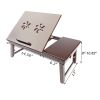 Laptop Desk Table Adjustable 100% Bamboo Foldable Breakfast Serving Bed Tray w' Tilting Top Drawer