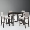 5 Piece Rustic Wooden Counter Height Dining Table Set with 4 Upholstered Chairs for Small Places;  Espresso+ Beige