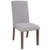 Upholstered Dining Chairs - Dining Chairs Set of 2 Fabric Dining Chairs with Copper Nails